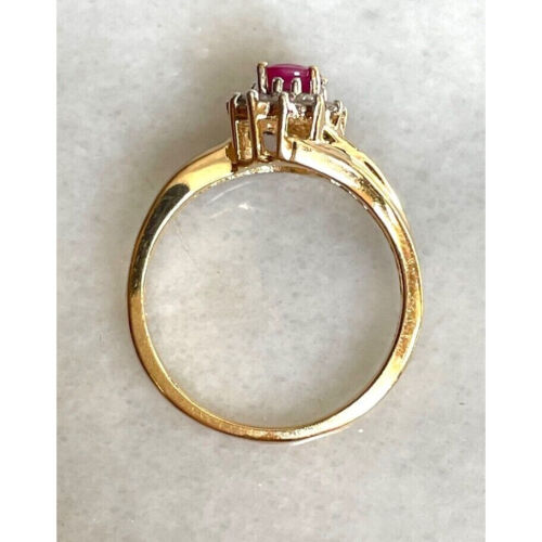 14K YELLOW GOLD RUBY AND DIAMOND RING SIZE 6.5 SKY - Picture 5 of 9