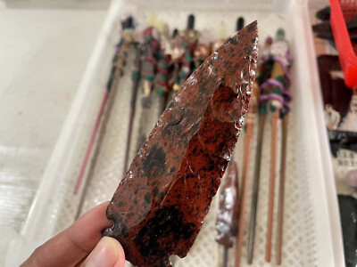 4 Natural red obsidian knife blade dagger hand carved quartz Crystal Healing 1pc