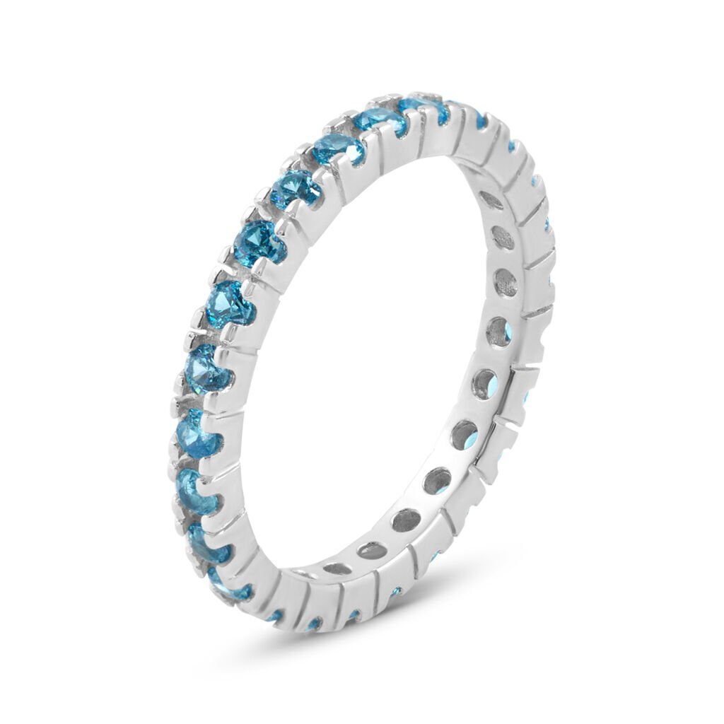 STROILI Womens Ring 1667668 925% Silver Size 14 Light Blue Stones