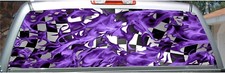 Checkered Flame Fire Car Truck Rear Window View Thru Graphic