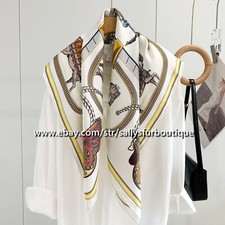 Sallys Boutique 14 Momme Twill Silk Wrap Scarf Horse Print Square Shawl 35"