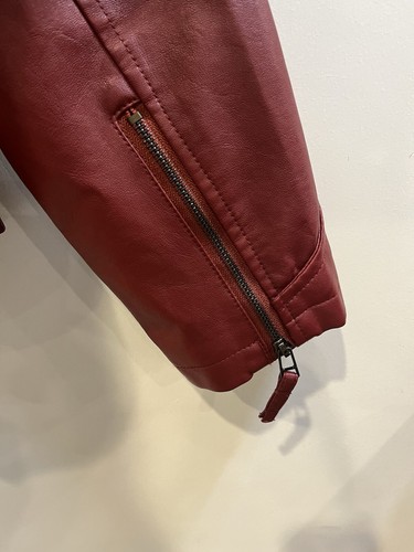 GIACCA CHOUYATOU DONNA TAGLIA XL ROSSA ECOPELLE MOTO BIKER BORCHIATA THRILLER - Foto 8 di 11