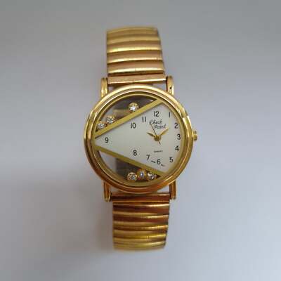 Exklusive Check Point Damenarmbanduhr   Goldfarben mit Strass-Akzenten