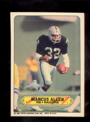 洋楽 G RAP Edward Allen RARE 1983 Topps MARCUS ALLEN Oakland Raiders Rookie Sticker Insert Card