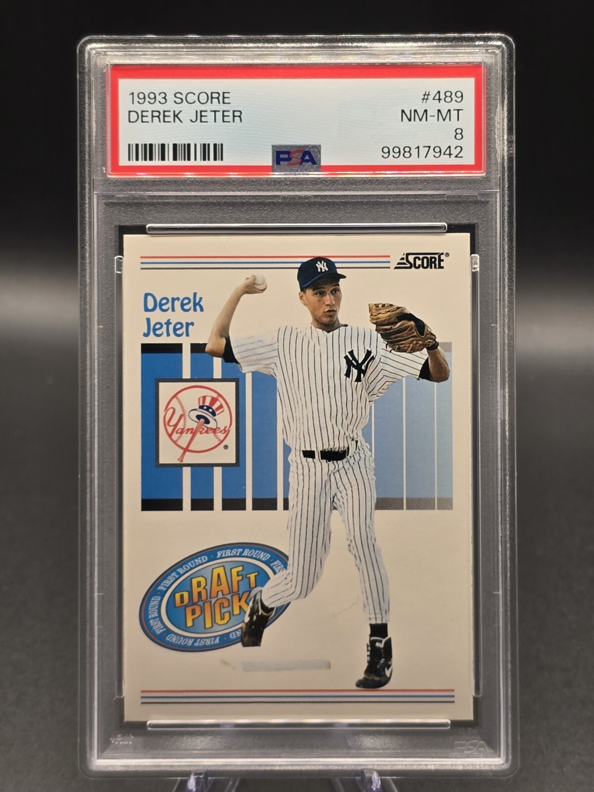 1993 SCORE #489 DEREK JETER ROOKIE RC PSA 8