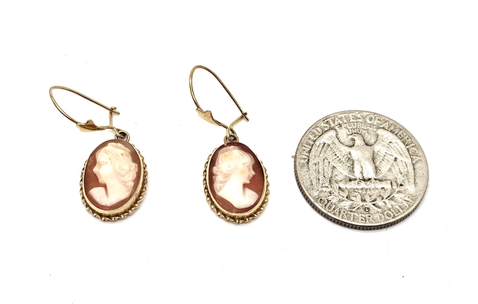 14K SOLID GOLD MOUNTED CARVED SHELL PORTRAIT CAME… - image 5