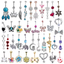 Stylish Navel Belly Ring Rhinestone Button Bar Barbell Body Piercing Jewelry