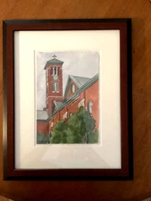 Constance McClure Monastery at Mt Adams Watercolor  1996 Cincinnati Signed