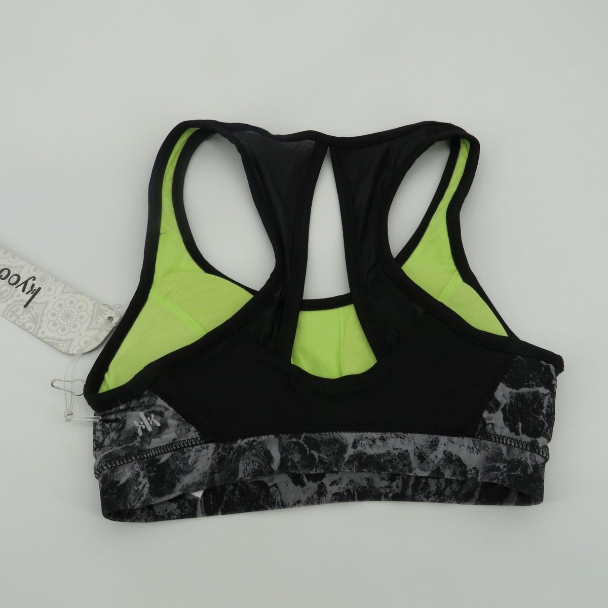 Kyodan Keyhole Back Crop Racerback Sports Bra Black XS NWT $42