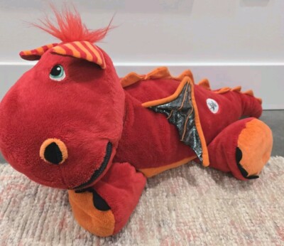 Stuffies Blaze Red Dragon Plush 7 Secret Hiding Places Hidden Pockets Pillow 