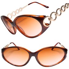 Old Stock 90s Classic Genuine Vintage Womens Cat Eye Tortoise  Brown Sunglasses