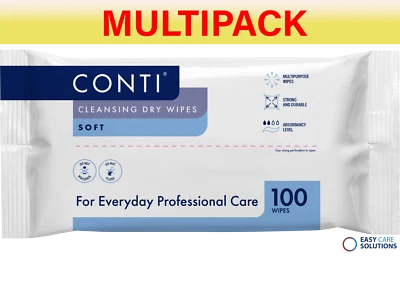 20 x Conti Soft Large Patient Vernacare Dry Wipes - 30 x 28 cm - 20 Packs of 100