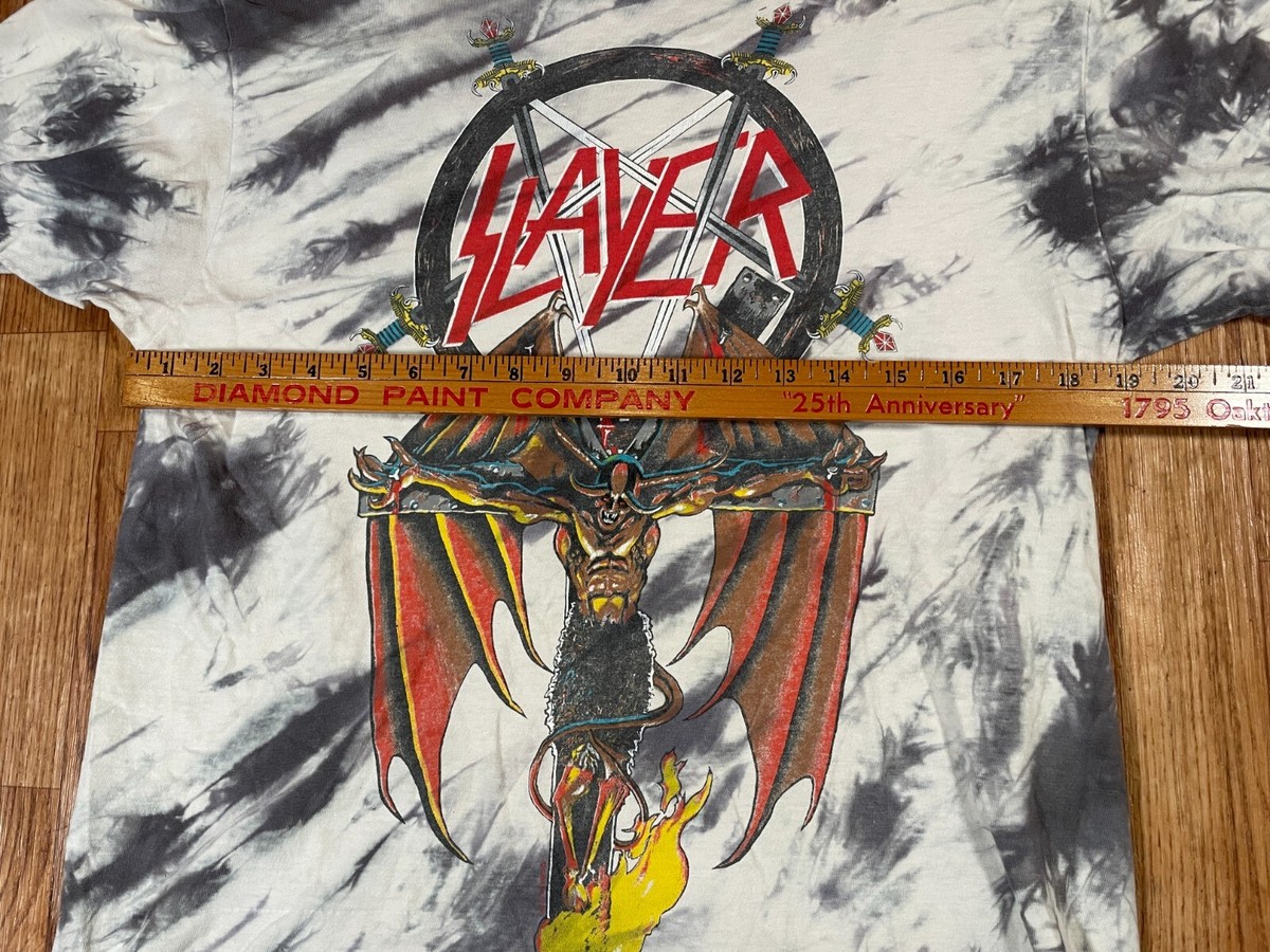 Vintage 1988 Slayer Crucified Demon Tie Dye Band T-Shirt South of