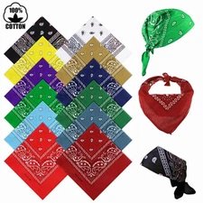 3-12 Pcs 100% Cotton Paisley Print Bandana Head Warp Scarf Headband Neck Cover