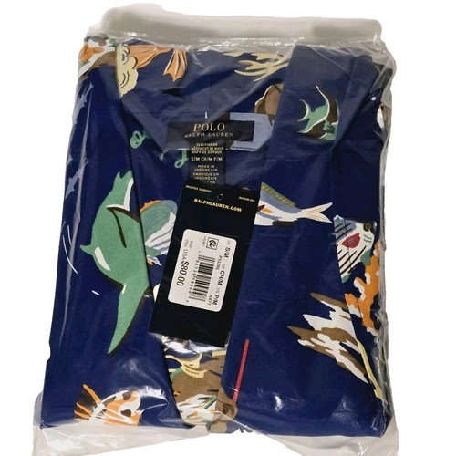 New Polo Ralph Lauren Men’s Size S/M Blue Polo Bear Robe Lounge - Picture 2 of 5