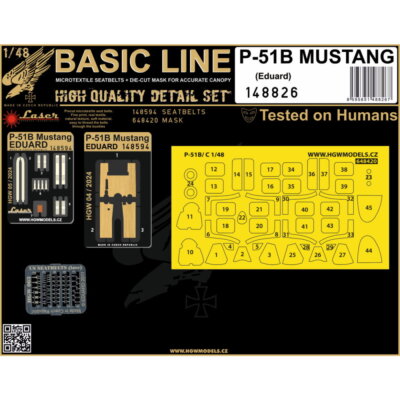 HGW 1/48 P-51B Mustang Seatbelts and Masks for Eduard kits [Basic Line]