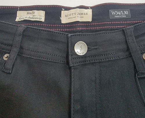 Scott James Slim Fit Stretch Jeans Men's 34x30 Black SJP-92205 - Picture 9 of 21