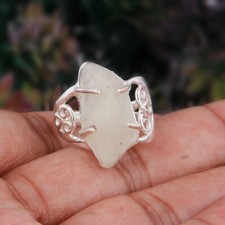 Libyan Desert Glass Gemstone Ring Sterling Silver Engagement Ring Gift For Her