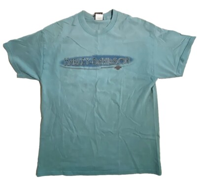Vintage 1995 Harley Davidson T Shirt Blue Eagle Mansfield Ohio Large