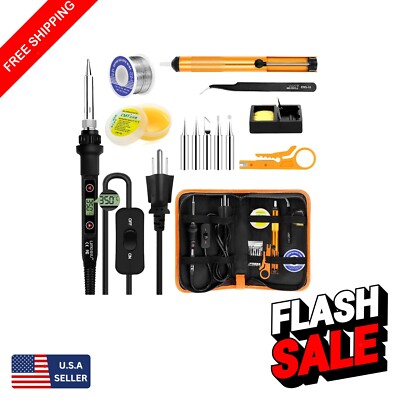 Quick Heat 80W Soldering Iron Set with 5 Tips and Flux - For All Projects