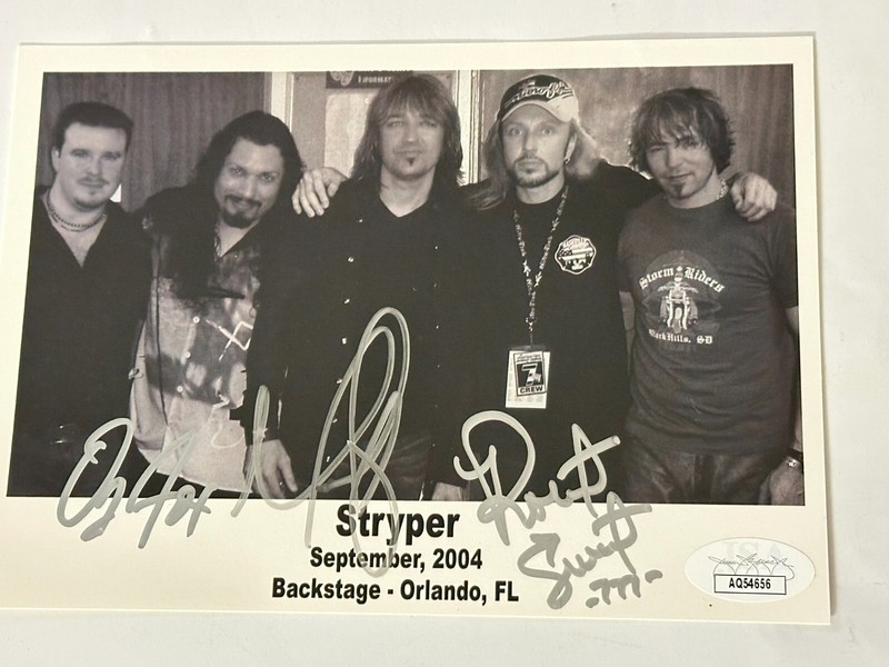 Stryper Promotional Photo Autographed By Michael- Robert- Oz (JSA)