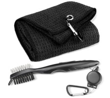 Golf Towel Clean Set 16" x 24" x 24", Black Towel black Brush