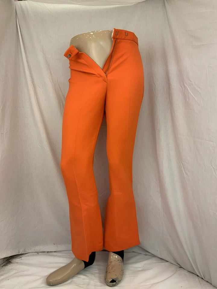 Pantalones de esquí ciervo blanco talla 12 naranja rayón nailon estribos usados una vez YGI N2-405 Foto 2 de 4