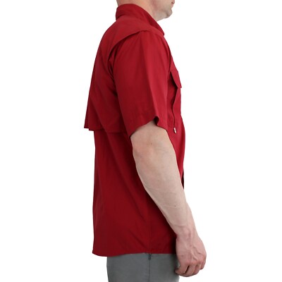 Chemise De Pêche Magellan Homme, Laguna Madre, Manches Courtes, Taille M, Saumon-orange, Respirante