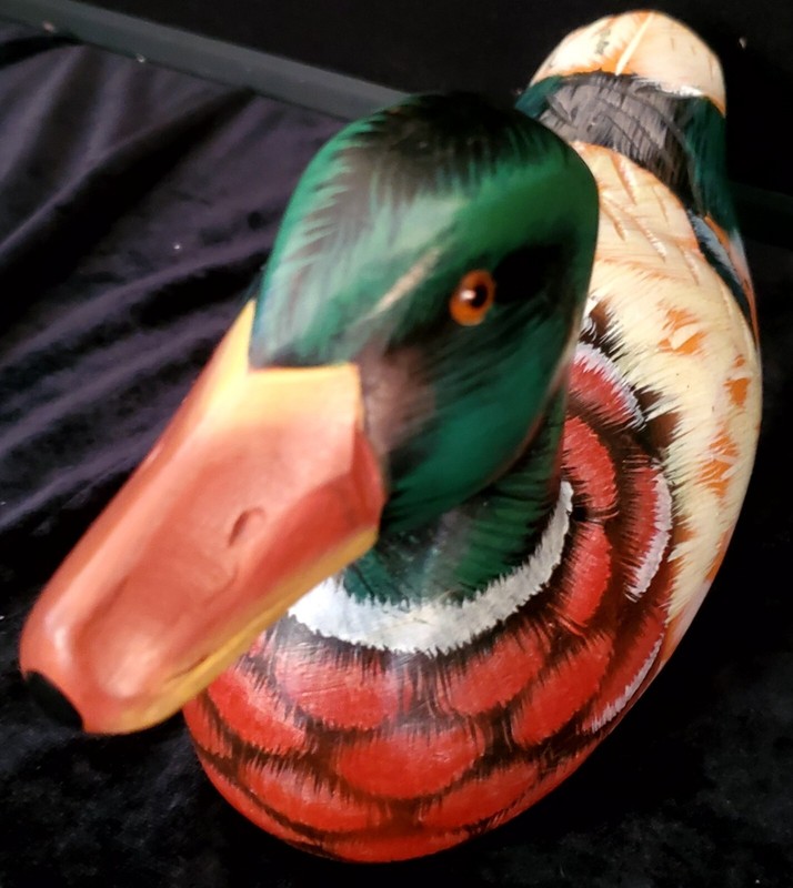 Mallard Hand Carved Hand Painted Wood Duck Decoy 10" Beautiful And Colorful 