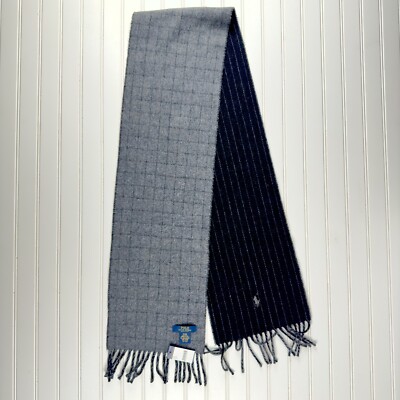 Polo Ralph Lauren Virgin Wool Nylon Reversible Men's Scarf Made in Italy 