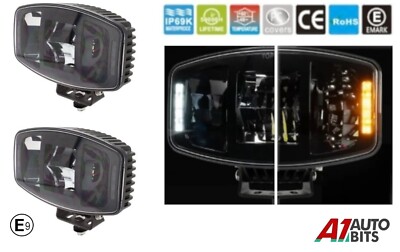 2X 10'' LED Jumbo Oval Spot Licht Weiß Bernstein für New Gen Scania 17+ R S Serie