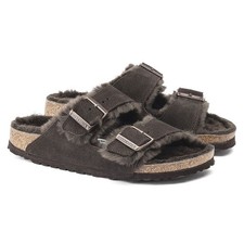 Birkenstock Unisex Arizona Shearling Suede Leather Sandals 1020528 - Mocha