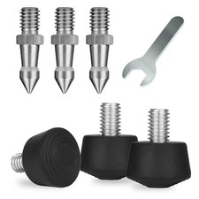6 PCS Tripod Spike Feet 3/816 Thread Rubber  Stainless Steel AntiSlip