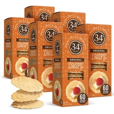 34 Degrees Original Crisps 4.5oz (6 Pack) – Thin, Light & Crunchy Crackers