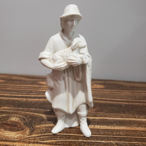 Vtg Caffco Hand Painted White Gold Porcelain Nativity Set Replacement Shepard