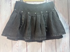 Hot Topic Black Pleated Mini Skirt Goth Punk Grunge Stars Buckle Straps Womens L