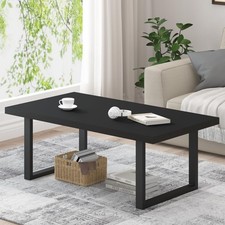 Black Oak Coffee Table 120cm Industrial Wood Metal Center Table Durable