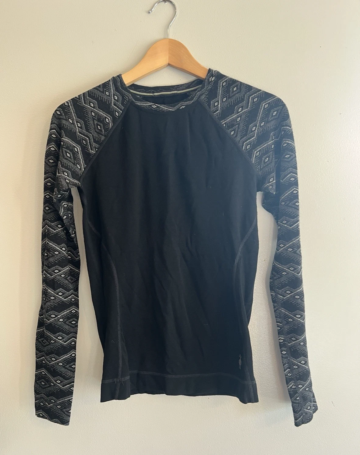 SMARTWOOL W's Merino 250 Pattern Crew Base Layer Top Shirt Black Diamond Small
