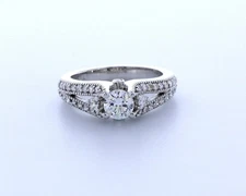 1.2CT Natural Diamond D/SI1 Round Cut 14K Gold Four-Prong Vintage Sidestone Ring