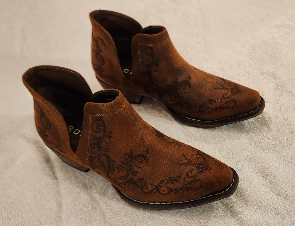 Roper Ava ботинки женщин коричневый искусственной кожи вышитый Western ботинок - Изображение 2 из 4