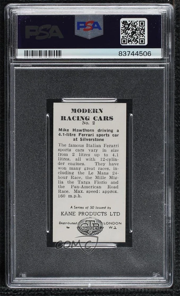 1954 Kane Modern Racing Cards Mike Hawthorn #2 PSA 6 - Image 2 of 2