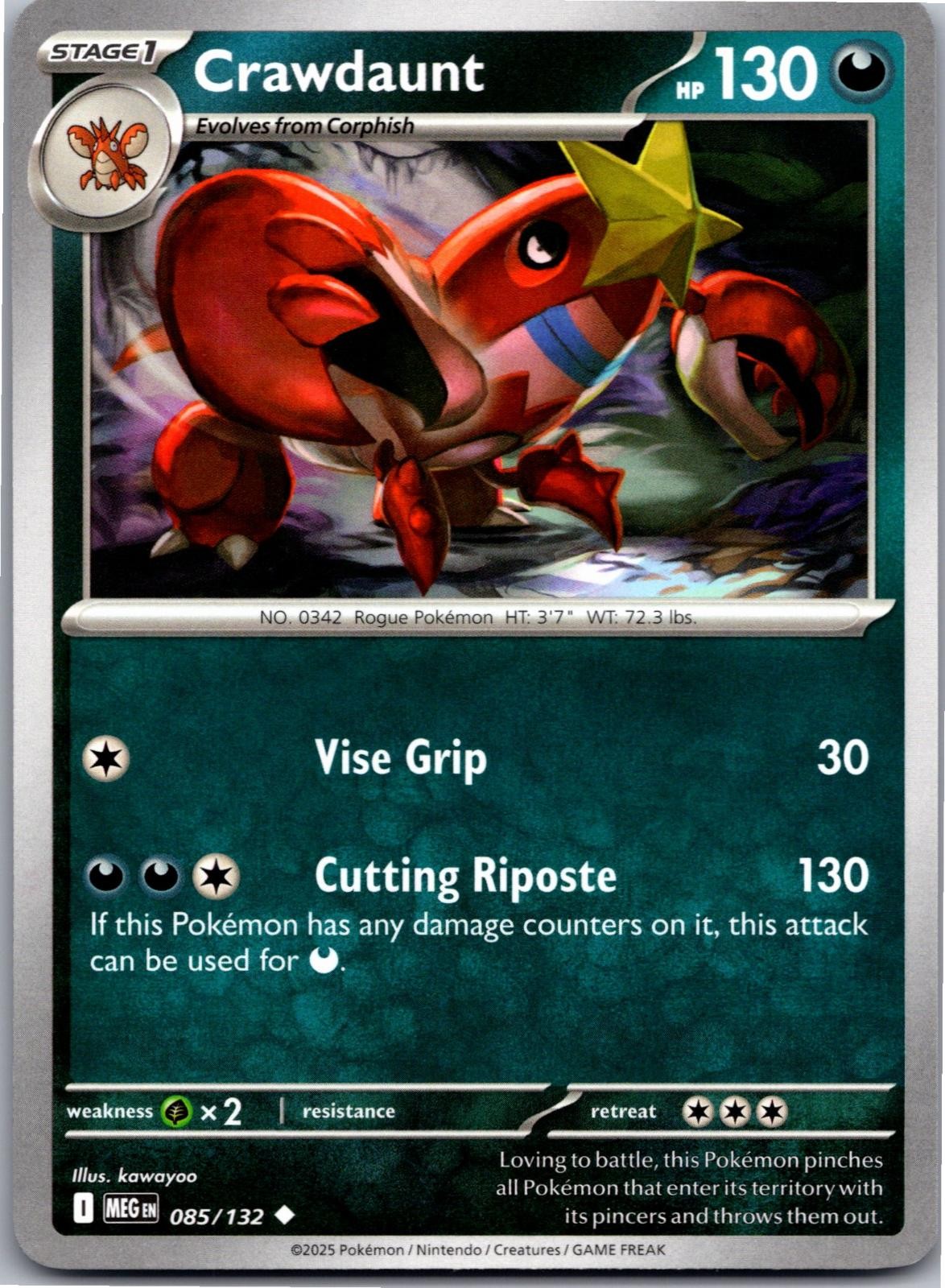 Crawdaunt 085/132 Uncommon Mega Evolution Pokemon Near Mint