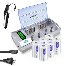 6 Pack C Rechargeble Batteries 1.2V 4000mAh NiMH with Universal LCD Battery C...