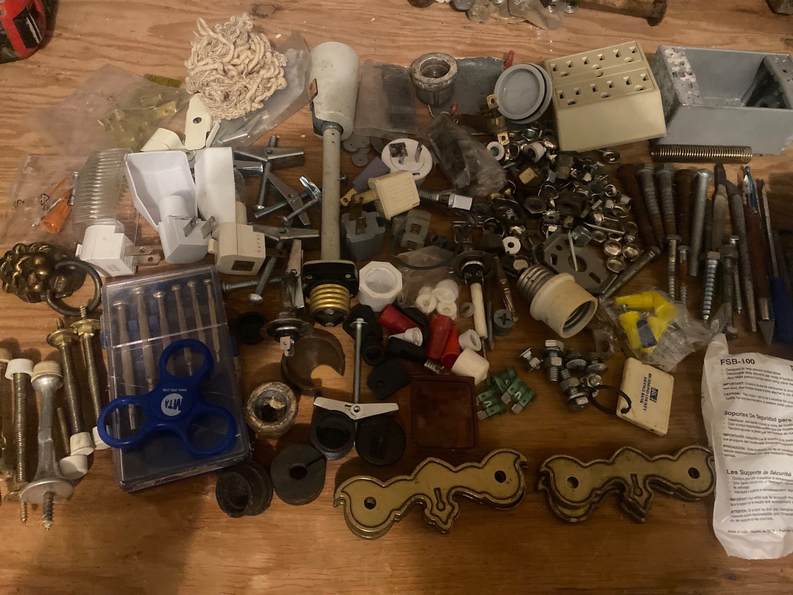 Lot Of Various Hardware Parts Styles Electrical Adapters, Plugs Junk Draw, Etc.