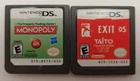 Nintendo DS Game Lot Monopoly + Exit DS Game Only Untested