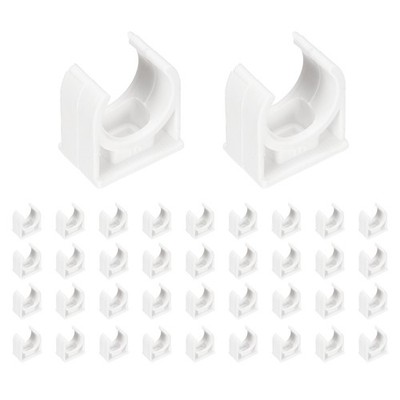 40pcs 5/8'' (16mm) U-Shaped PVC Water Pipe Clamps Clips for TV Trays, White