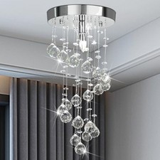 Crystal Chandelier Flush Mount Ceiling Lamp Modern Spiral Light Fixture