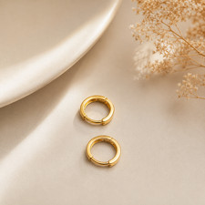 14K 13MM Gold Small Dainty Huggie Hoop Earrings for Women Lightweight Minimalist