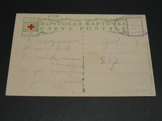 Estonia 1919s ? Military hospital library cancel on red cross postcard 6258