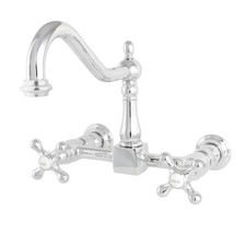 Kingston Brass KS1241AX Heritage Wall Mount Bridge Kitchen Faucet, Polished Chro
